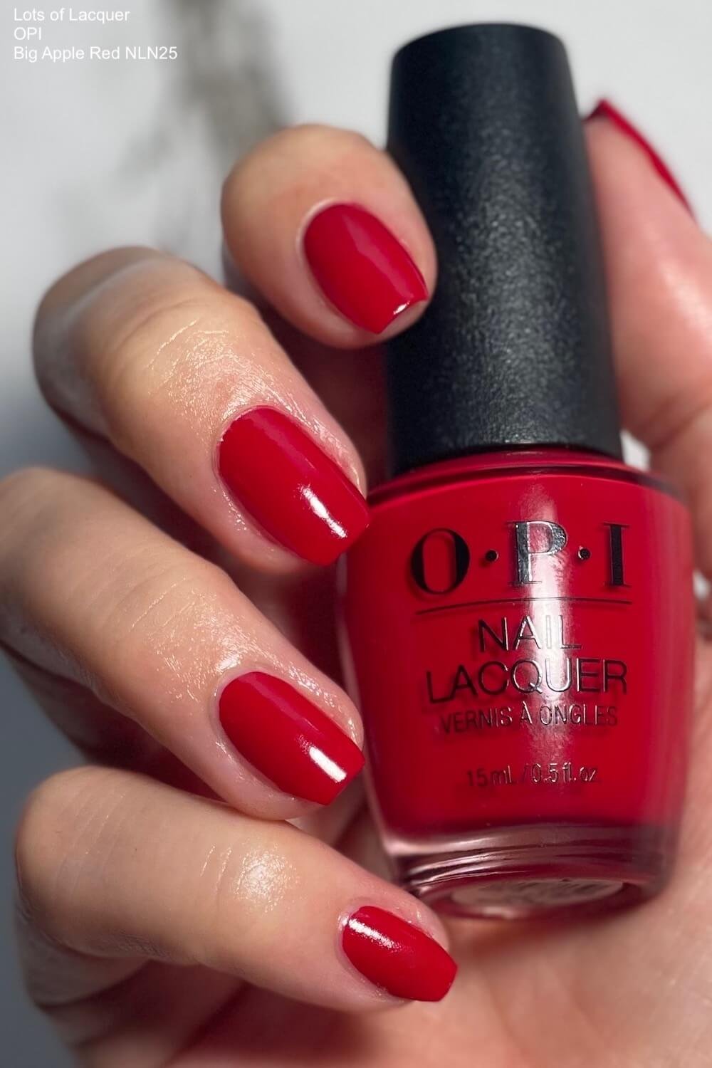 OPI Big Apple Red VS Thrill of Brazil Lots of Lacquer